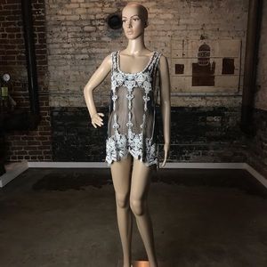 Sheer lace dress/top with embroidery